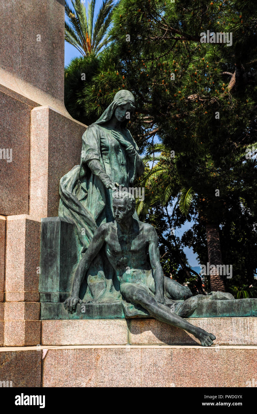 Dettaglio dal monumento a Cristoforo Colombo a Rapallo, Liguria Foto Stock