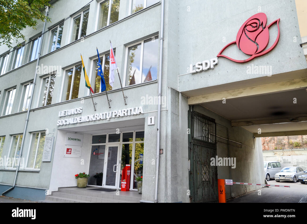 Uffici del partito Social Democratico della Lituania (LSDP) in Vilnius Foto Stock