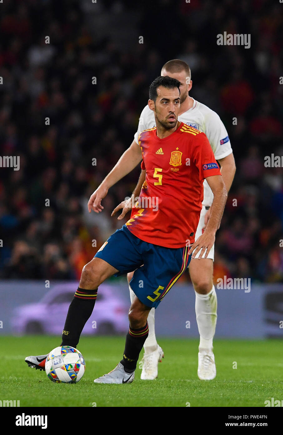 Sergio Busquets della squadra nazionale spagnola in azione in un match appartenenti alla UEFA lega delle nazioni; quarto round; rivolta verso la Spagna - Inghilterra nazionale; Benito Villamarin stadium; xv ottobre; Sevilla; Spagna; foto: Cristobal Duenas Foto Stock