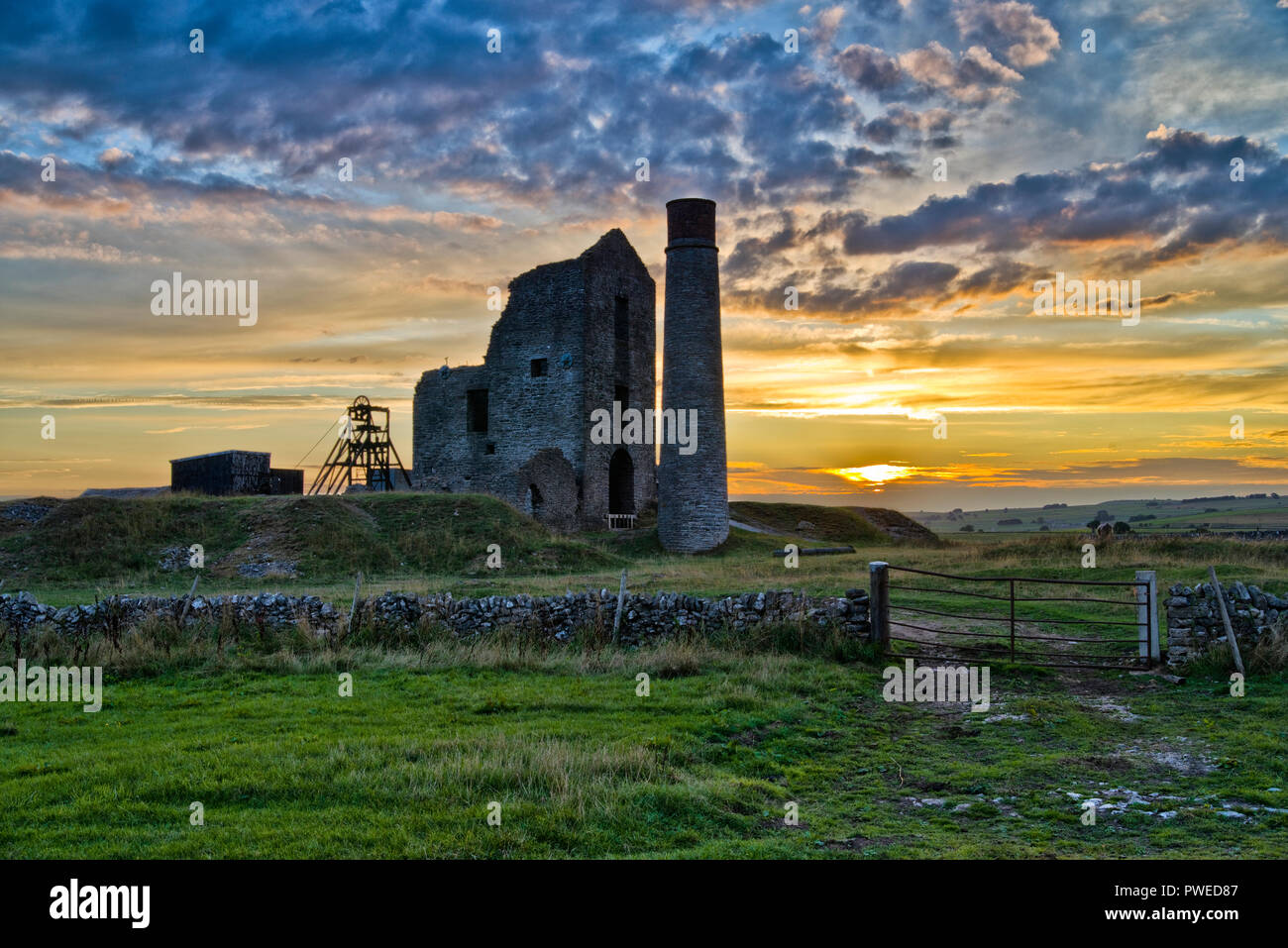 La Gazza miniera (al tramonto) Sheldon, il Parco Nazionale di Peak District, Inghilterra (19) Foto Stock