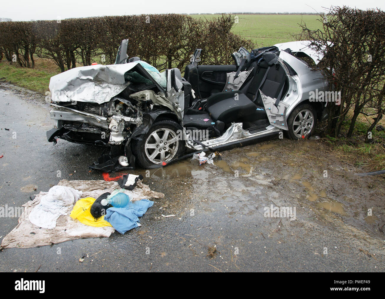 Il traffico su strada collisione, RTC, car crash Foto Stock