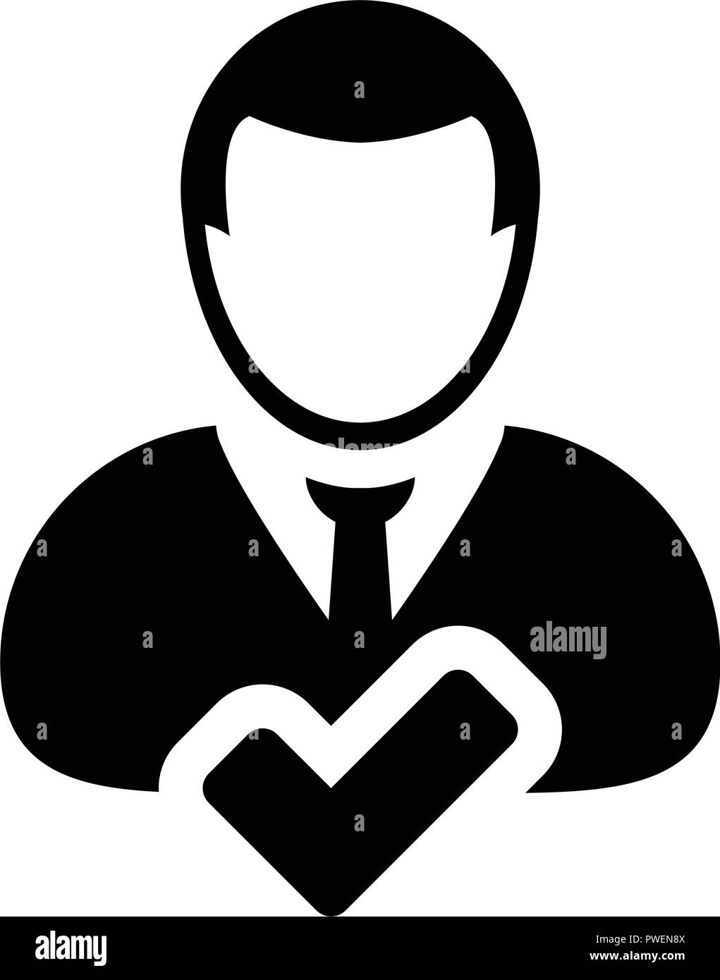 Approvato icona utente vettore persona maschio profilo simbolo di avatar in colore piatto pittogramma glyph illustrazione Illustrazione Vettoriale