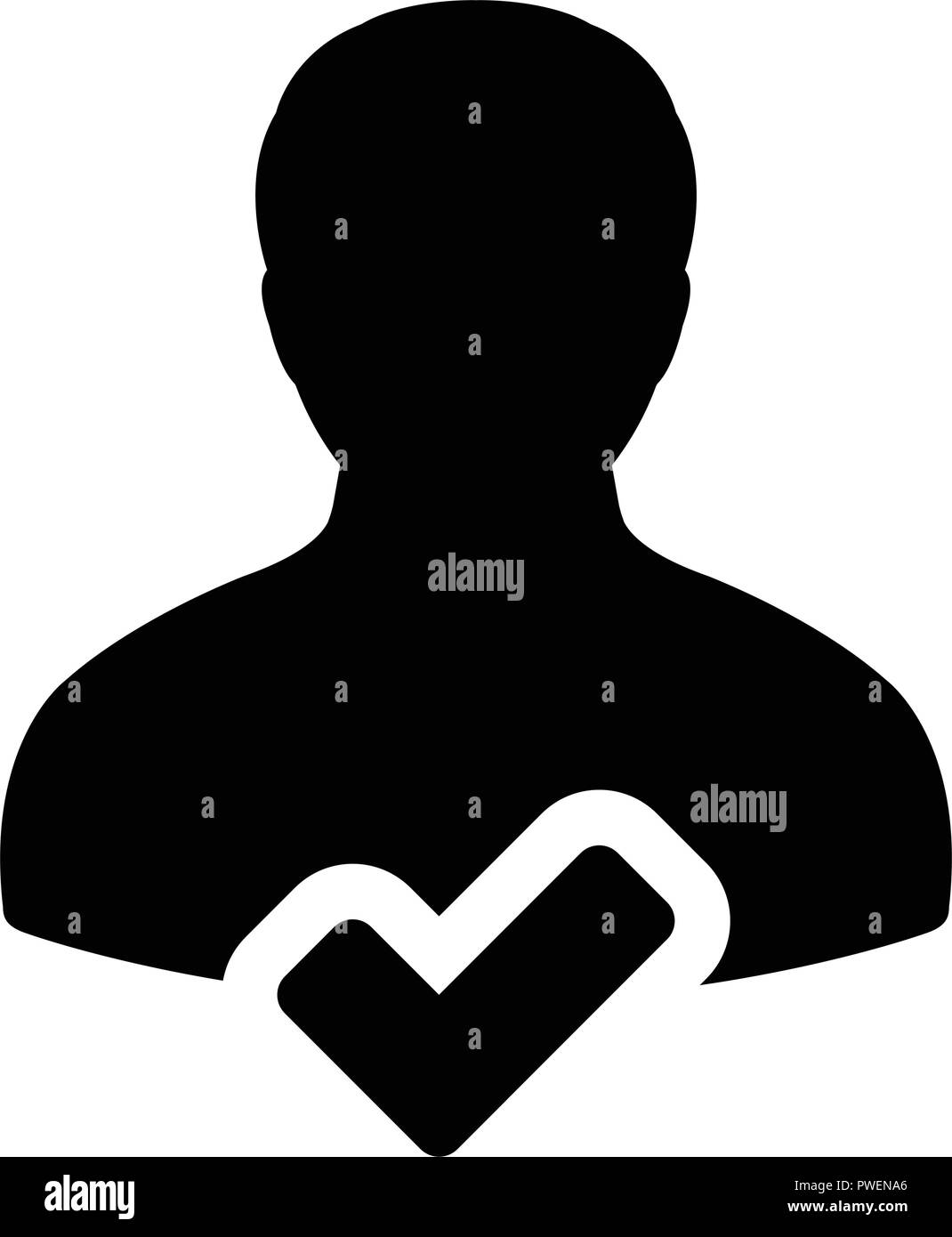 Accettare la persona icona maschio vettore Aggiungi profilo utente avatar il simbolo nel colore piatto pittogramma glyph illustrazione Illustrazione Vettoriale
