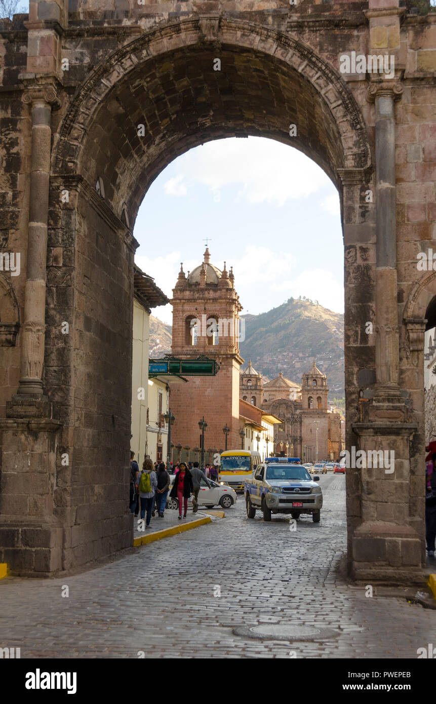 Scena di strada, Cuzco, Perù Foto Stock