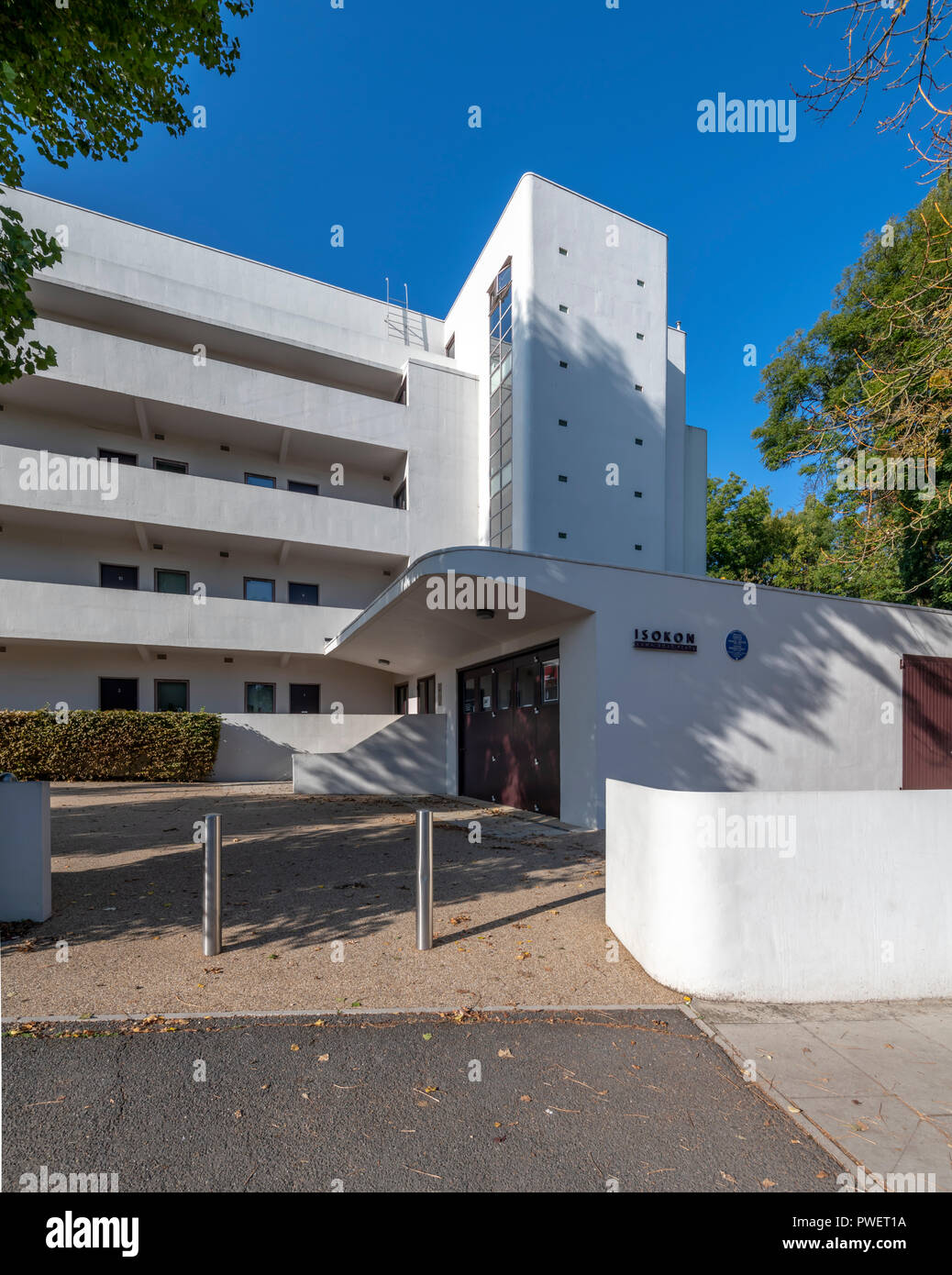 L'edificio Isokon - noto anche come Strada Prato Appartamenti - aperto nel 1934. Progettato da Wells Coates. Frequentato da artisti, scrittori, uno chef e anche spies. Foto Stock
