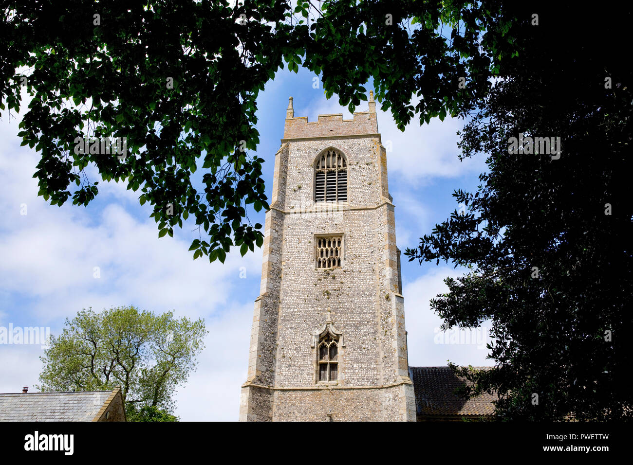 Il XV secolo la chiesa di Saint Mary a Holme-next-mare vicino a Hunstanton, Norfolk, Regno Unito Foto Stock