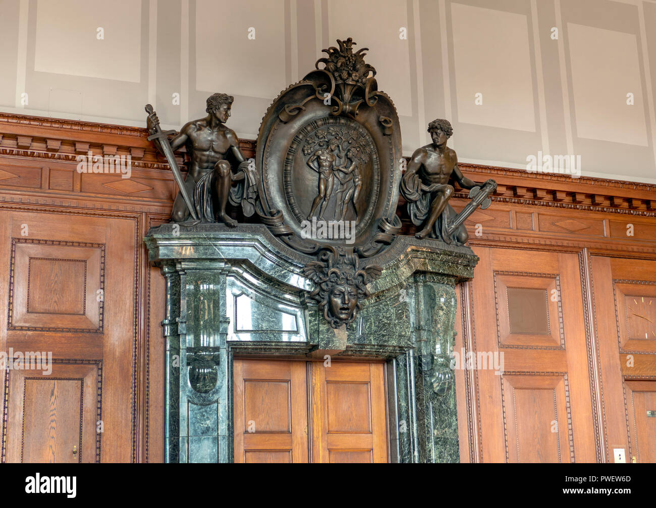 Ingresso al courtroom 600 presso il Palazzo di Giustizia di Norimberga (Germania). Ubicazione dei processi di Norimberga di i criminali di guerra nazisti 1945. Foto Stock