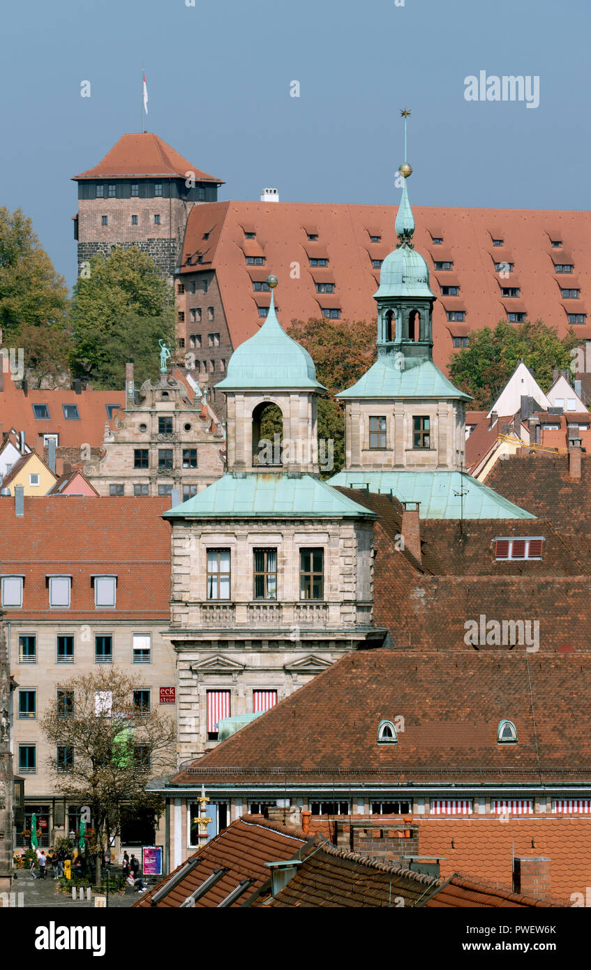 Nurnburger Rathaus a Norimberga, Germania. Foto Stock