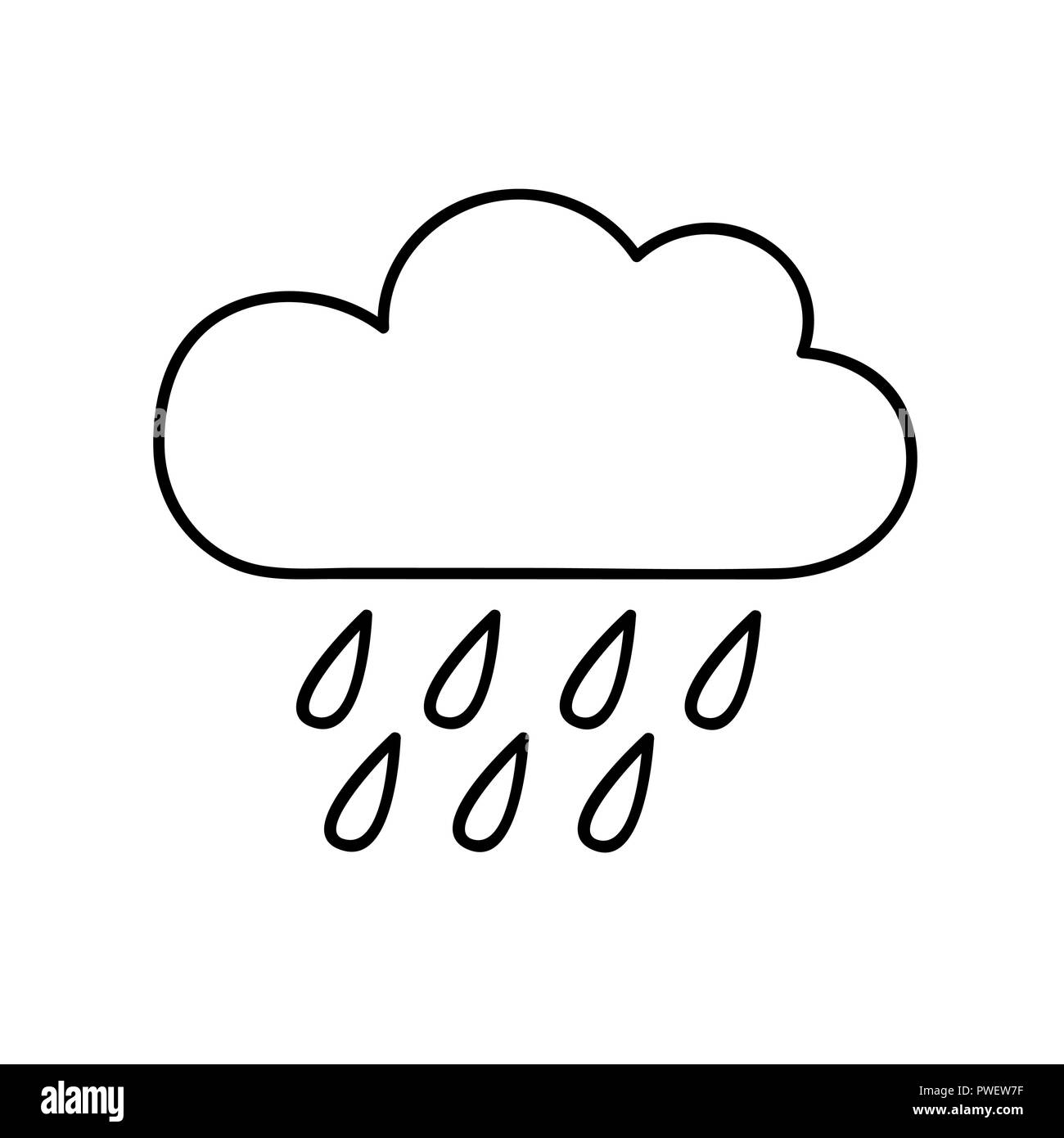 Il cloud con pioggia icona meteo profilo illustrazione vettoriale Illustrazione Vettoriale