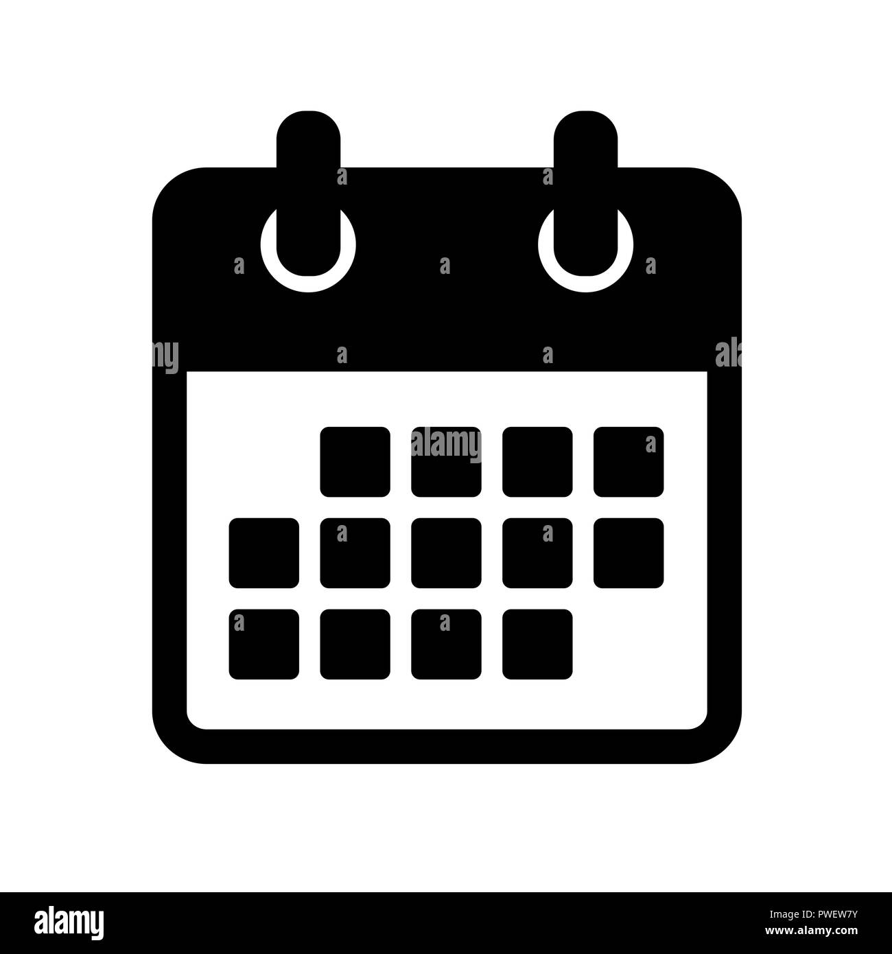 Nero semplice icona calendario pittogramma su sfondo bianco illustrazione vettoriale EPS10 Illustrazione Vettoriale