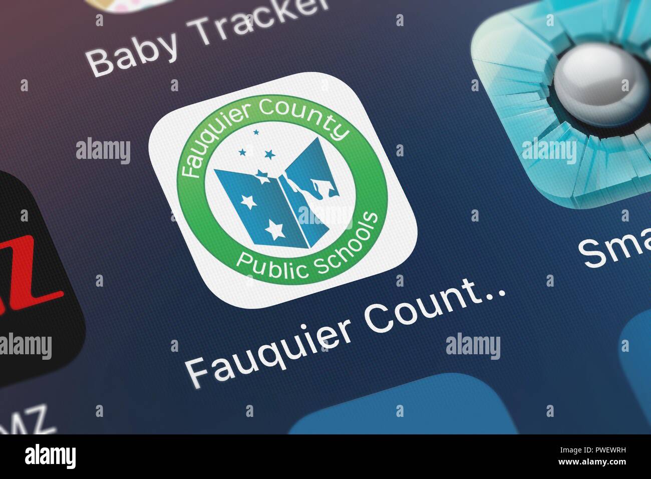 London, Regno Unito - 15 Ottobre 2018: Icona del mobile app Fauquier County Public Schools da Blackboard Inc. su un iPhone. Foto Stock