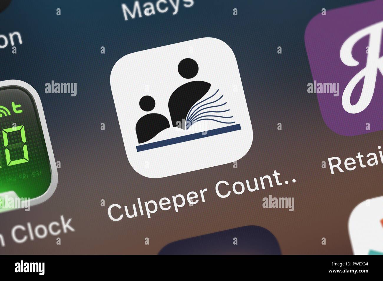 London, Regno Unito - 15 Ottobre 2018: Close-up shot di Blackboard Inc. del popolare app Culpeper County Public Schools. Foto Stock