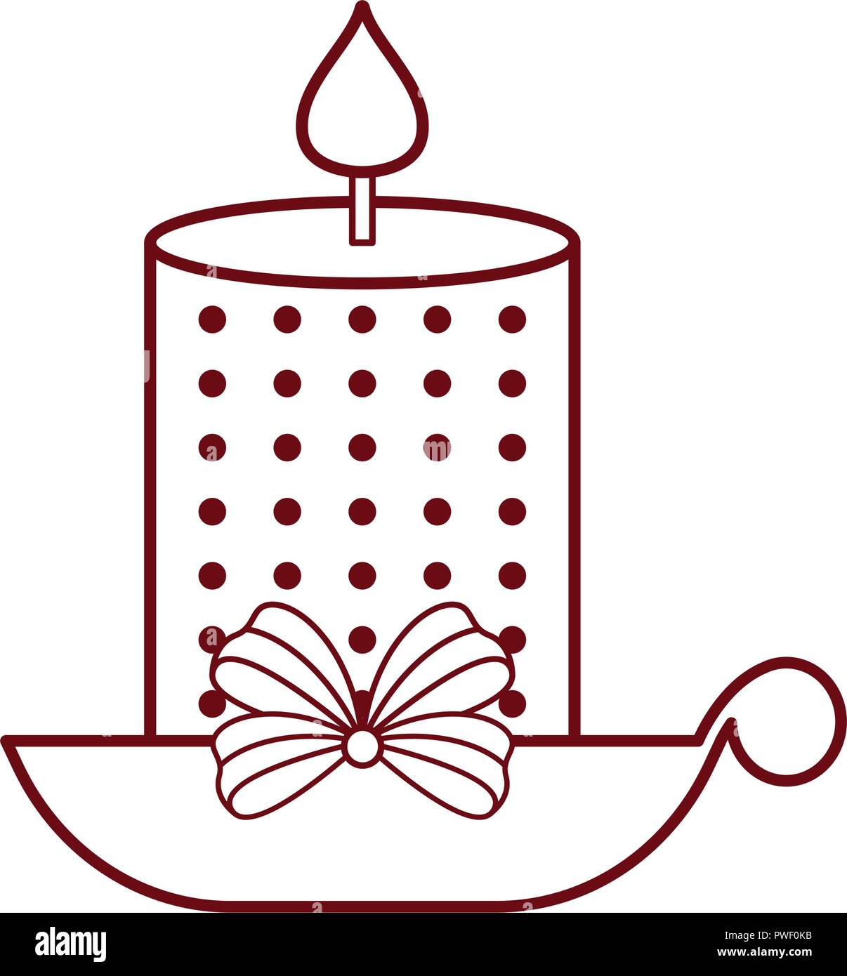 Christmas candle icona con un nastro Illustrazione Vettoriale