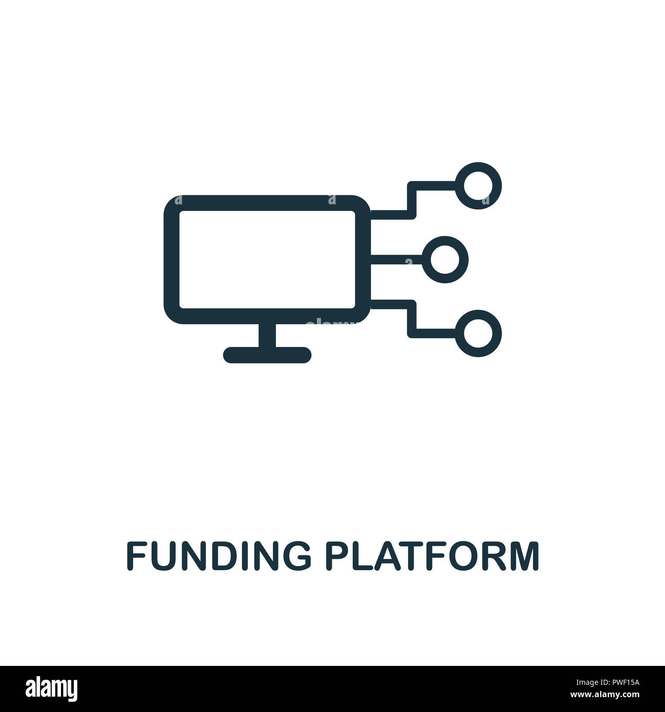 Piattaforma di finanziamento e la relativa icona. Premio di design di stile da collezione crowdfunding. UX e UI. Pixel finanziamento perfetta icona della piattaforma. Per il web design, app softwa Foto Stock