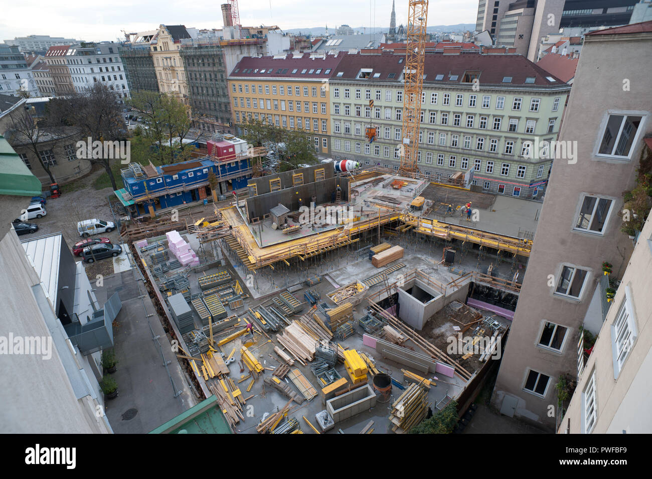 Wien, Baustelle des Wohnbaus Beatrixgasse 11 Foto Stock