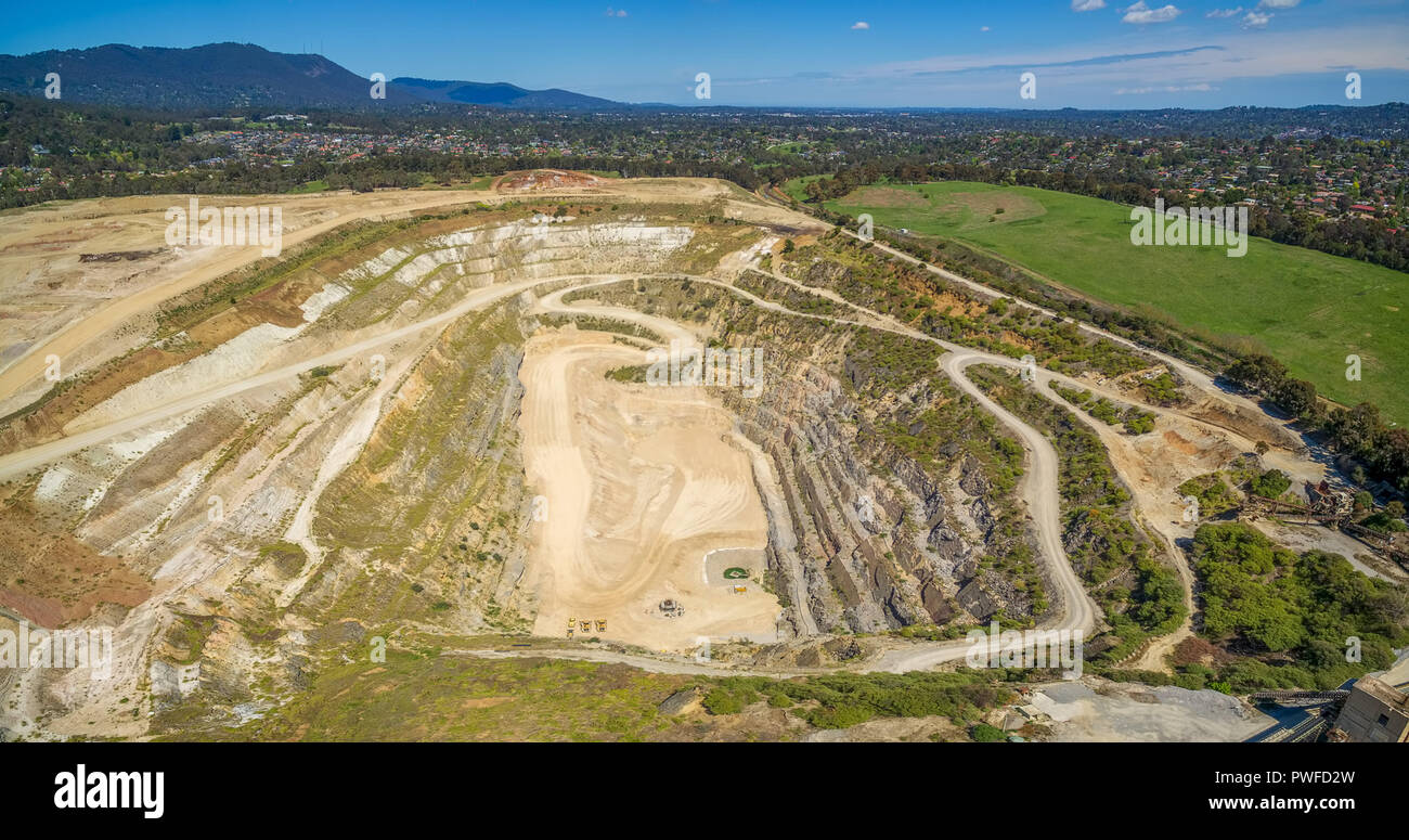 Miniera smantellata a Melbourne, Australia - paesaggio di antenna Foto Stock