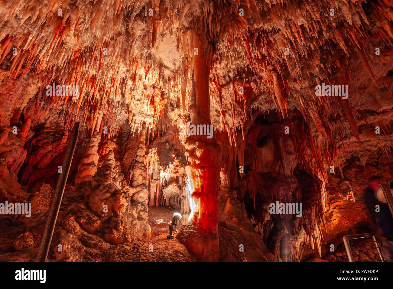 Jillabenan grotta con un sacco di bellissime stalattiti e stalagmiti e pilastri in Kosciuszko national park, Australia Foto Stock