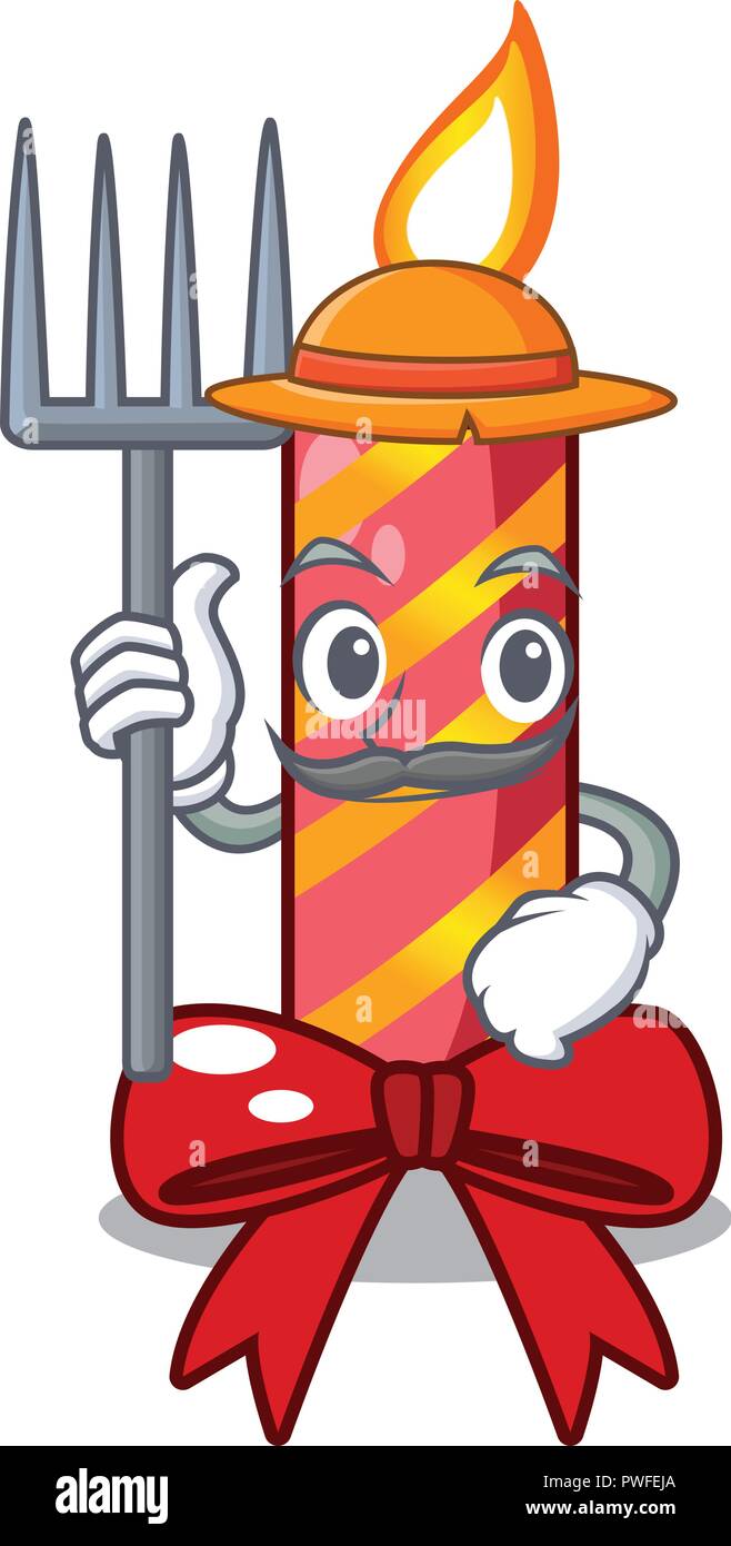 Carattere contadino decorazione di Natale con candela di natale Illustrazione Vettoriale