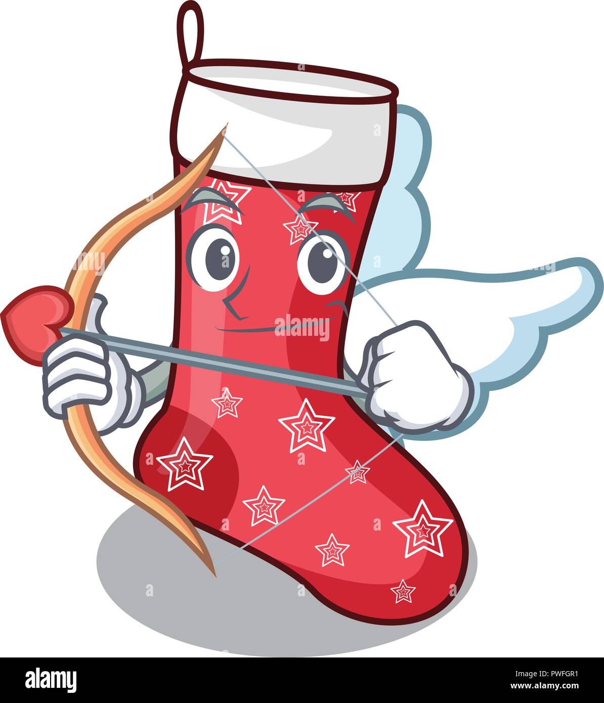 Cupido carattere calza di Natale decorazioni di Natale Illustrazione Vettoriale