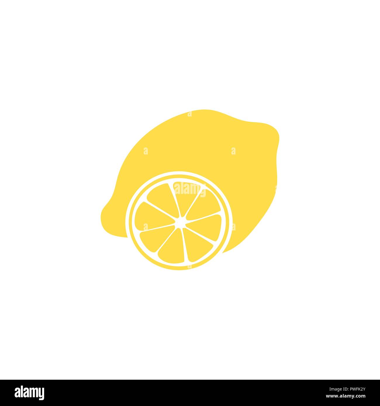 Layout creativo fatto di limone e slice. Lay piatto. Concetto di cibo. Limone su sfondo bianco. Illustrazione Vettoriale