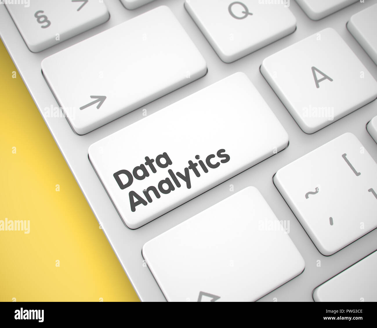 Analisi dei dati - iscrizione sul bianco tasto della tastiera. 3D. Foto Stock