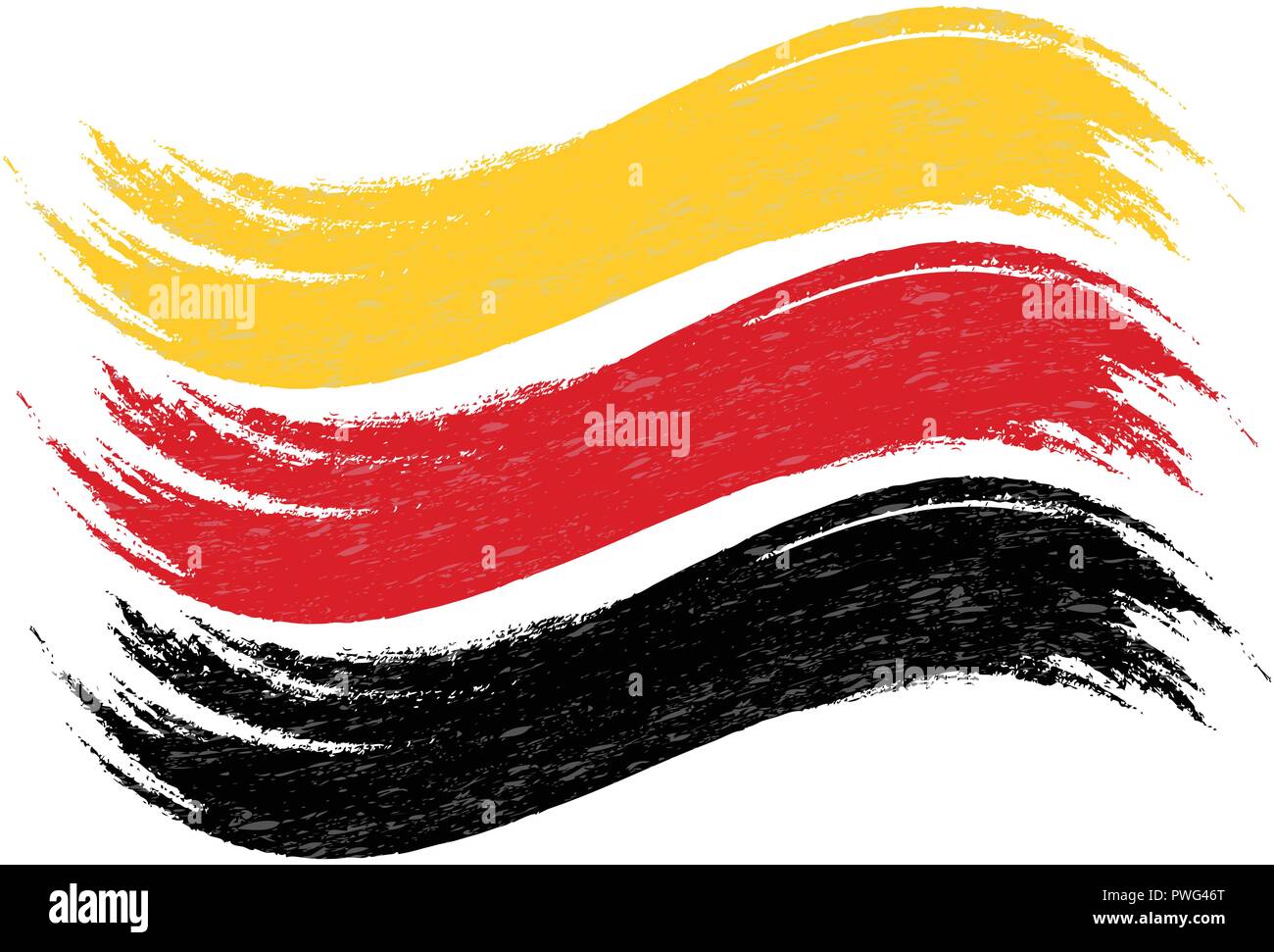 Grunge Pennello Con la bandiera nazionale della Germania isolata su uno sfondo bianco. Illustrazione Vettoriale. Illustrazione Vettoriale