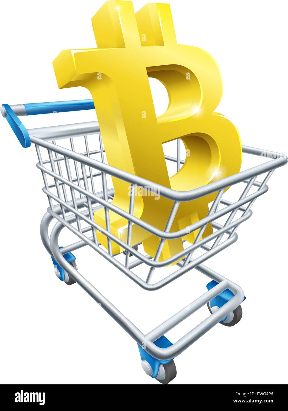 Carrello spesa Bitcoin Concept Illustrazione Vettoriale