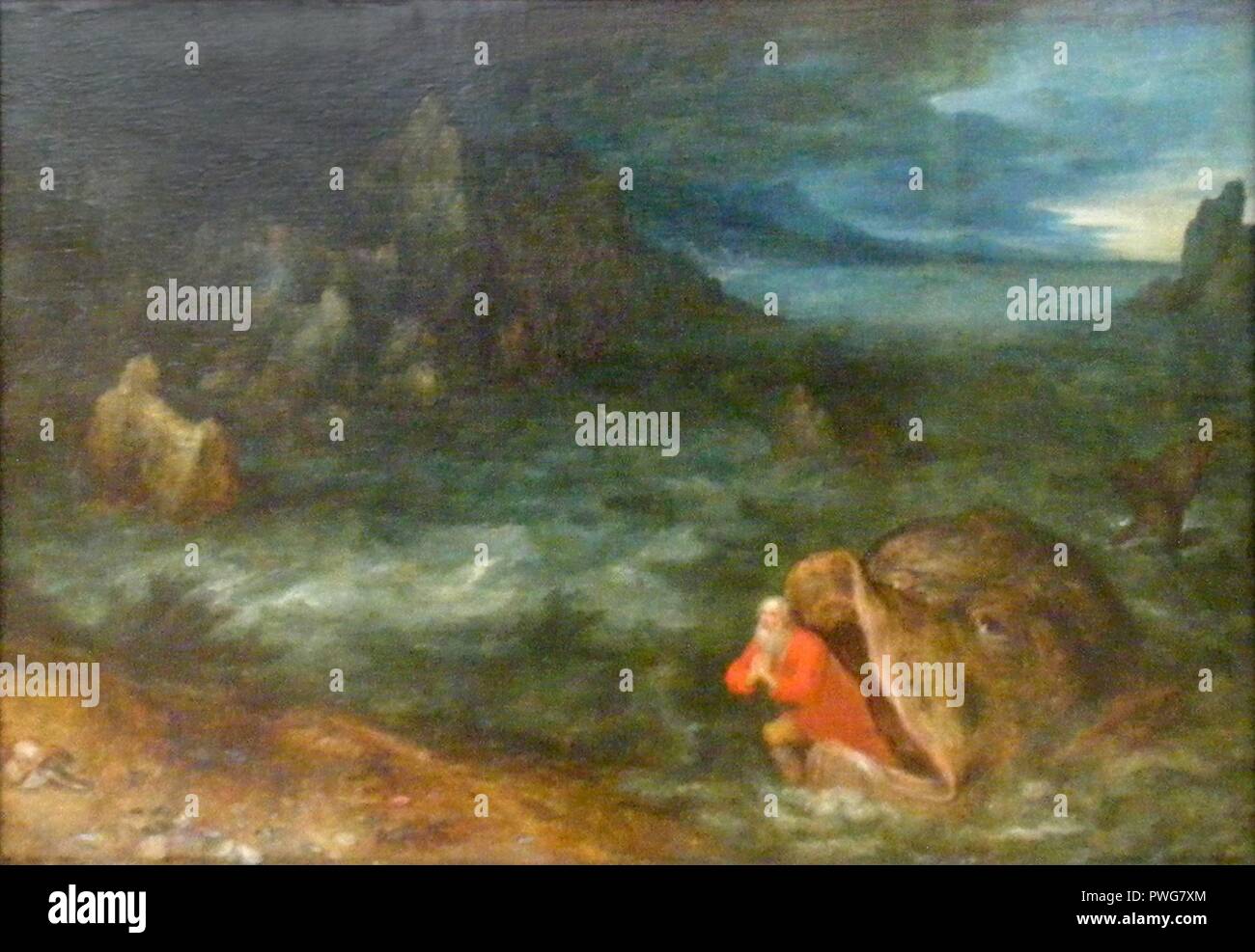 Jan Brueghel il Elder-Jonas entsteigt dem des Rachen Walfisches-komplett. Foto Stock