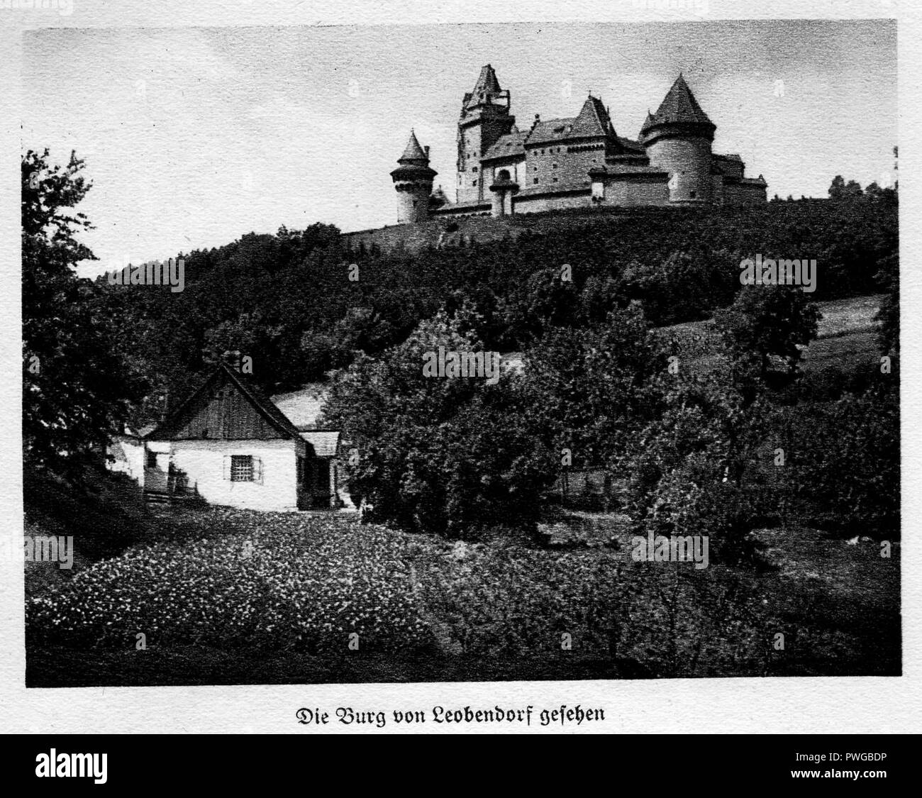 Burg Kreuzenstein von Leobendorf 1925 dgE. Foto Stock