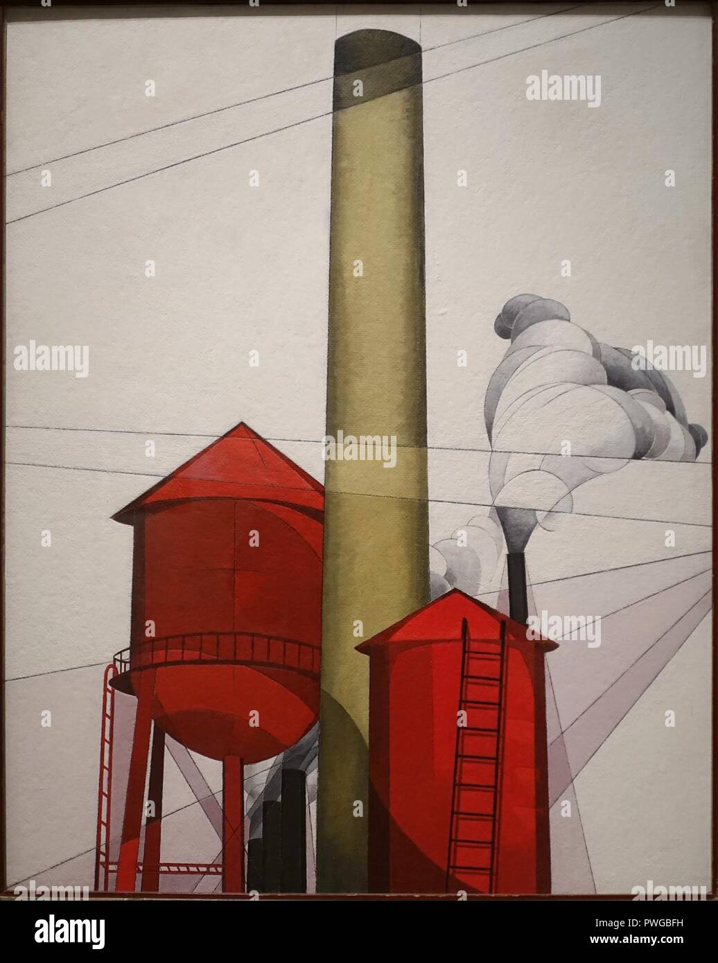 Gli edifici da Charles Demuth, 1930-1931, tempera e plumbago sulla scheda di composizione Foto Stock