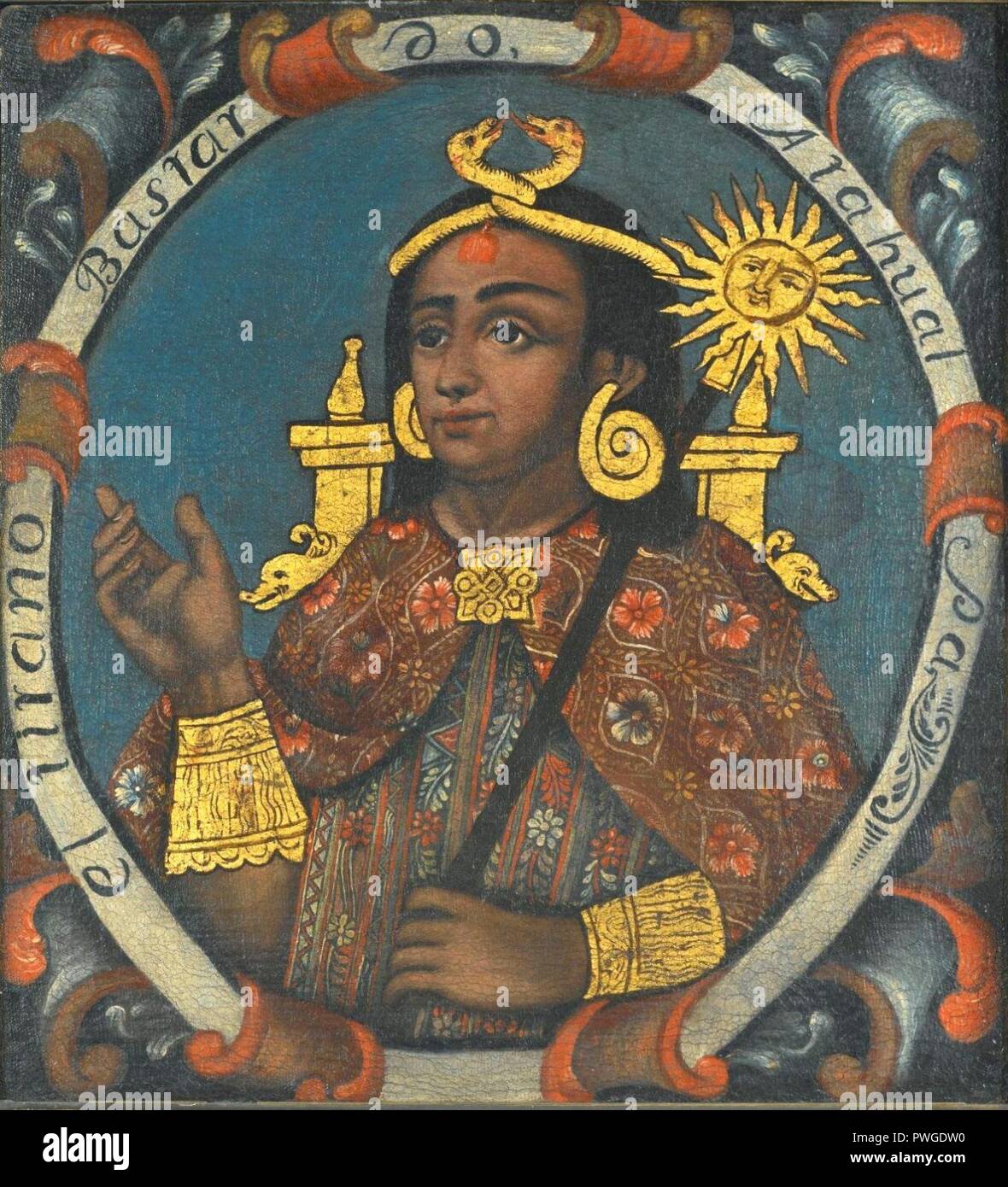 Atahualpa, quattordicesimo Inca, 1 di 14 ritratti di re Inca - Generale. Foto Stock