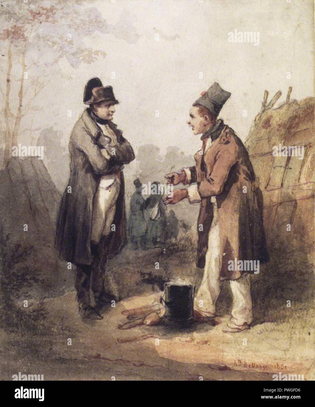 Napoleone in piedi con un soldato - Joseph-Louis-Hippolyte Bellangé. Foto Stock