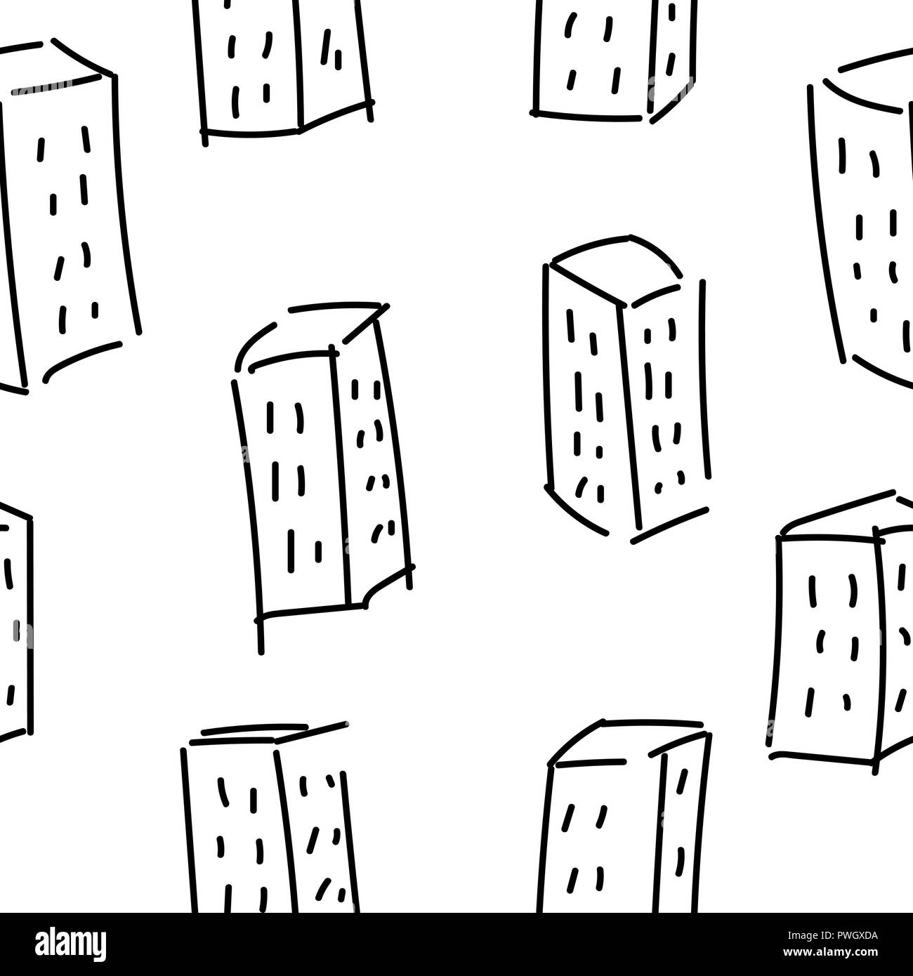 Modello senza giunture. Multi-storey case dipinte a mano. Illustrazione Vettoriale