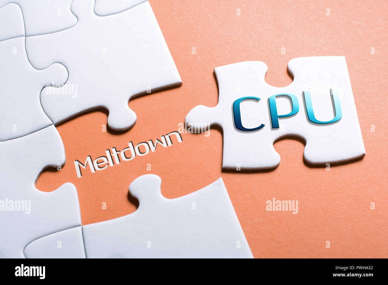 Le parole di CPU e Meltdown nel pezzo mancante Puzzle Foto Stock