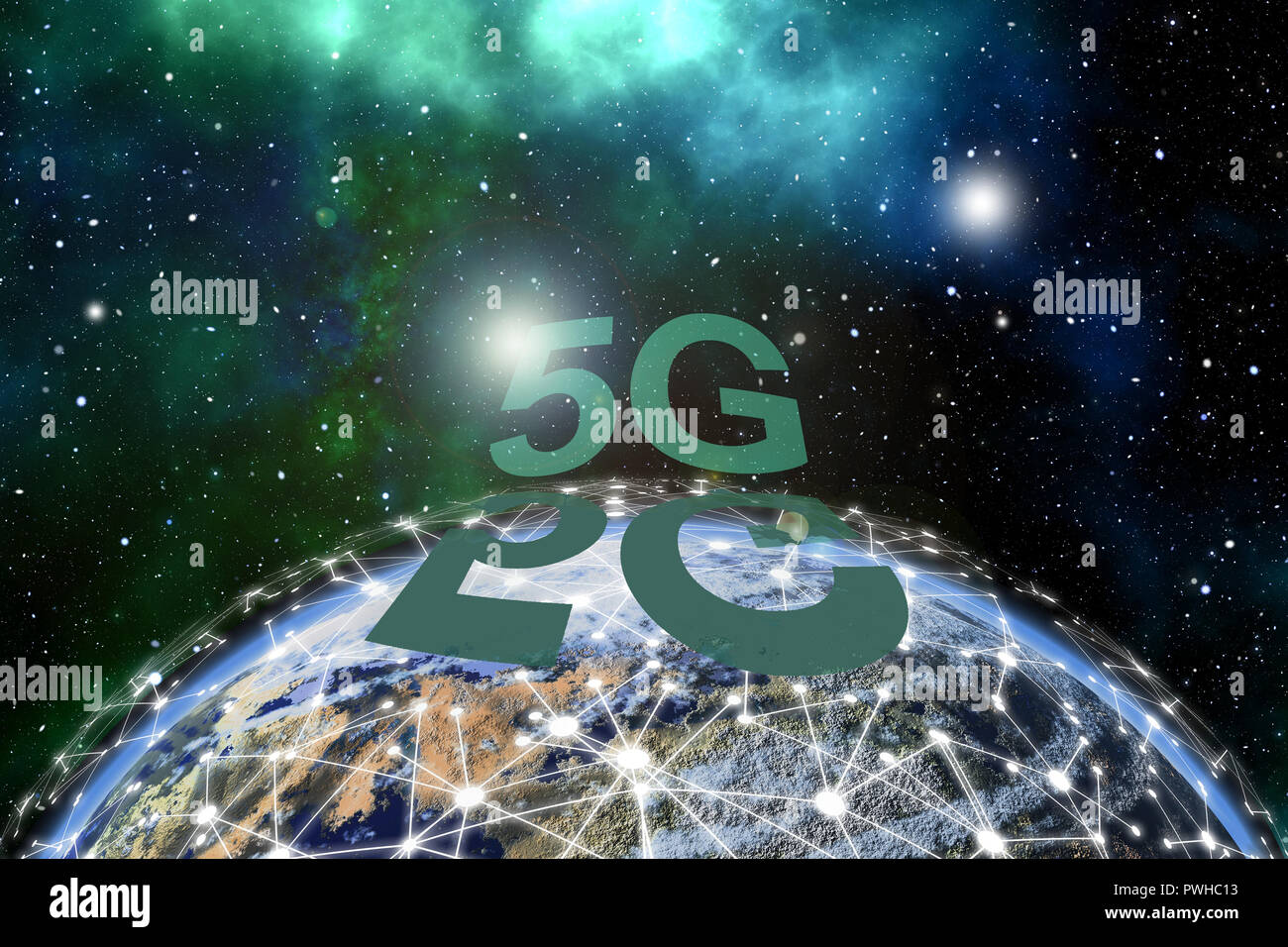 5G di rete più veloce delle illustrazioni da foto e testo, la velocità come tema. Foto Stock