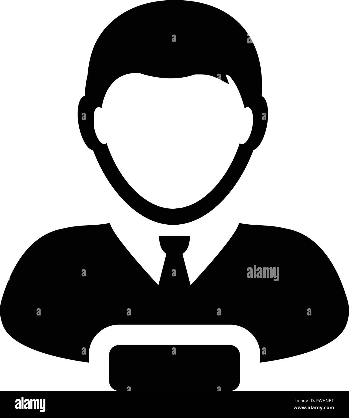 Rimuovere la persona vettore icona utente maschio persona avatar con il simbolo meno in colore piatto pittogramma glyph illustrazione Illustrazione Vettoriale