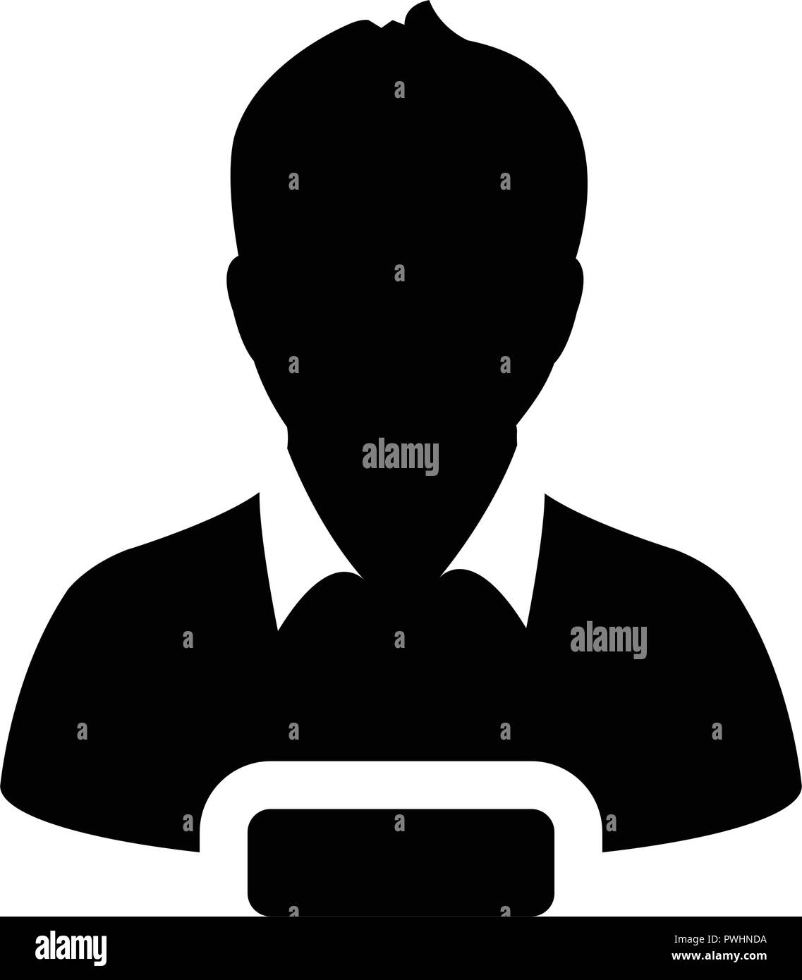 Elimina profilo vettore icona utente maschio persona avatar con il simbolo meno in colore piatto pittogramma glyph illustrazione Illustrazione Vettoriale