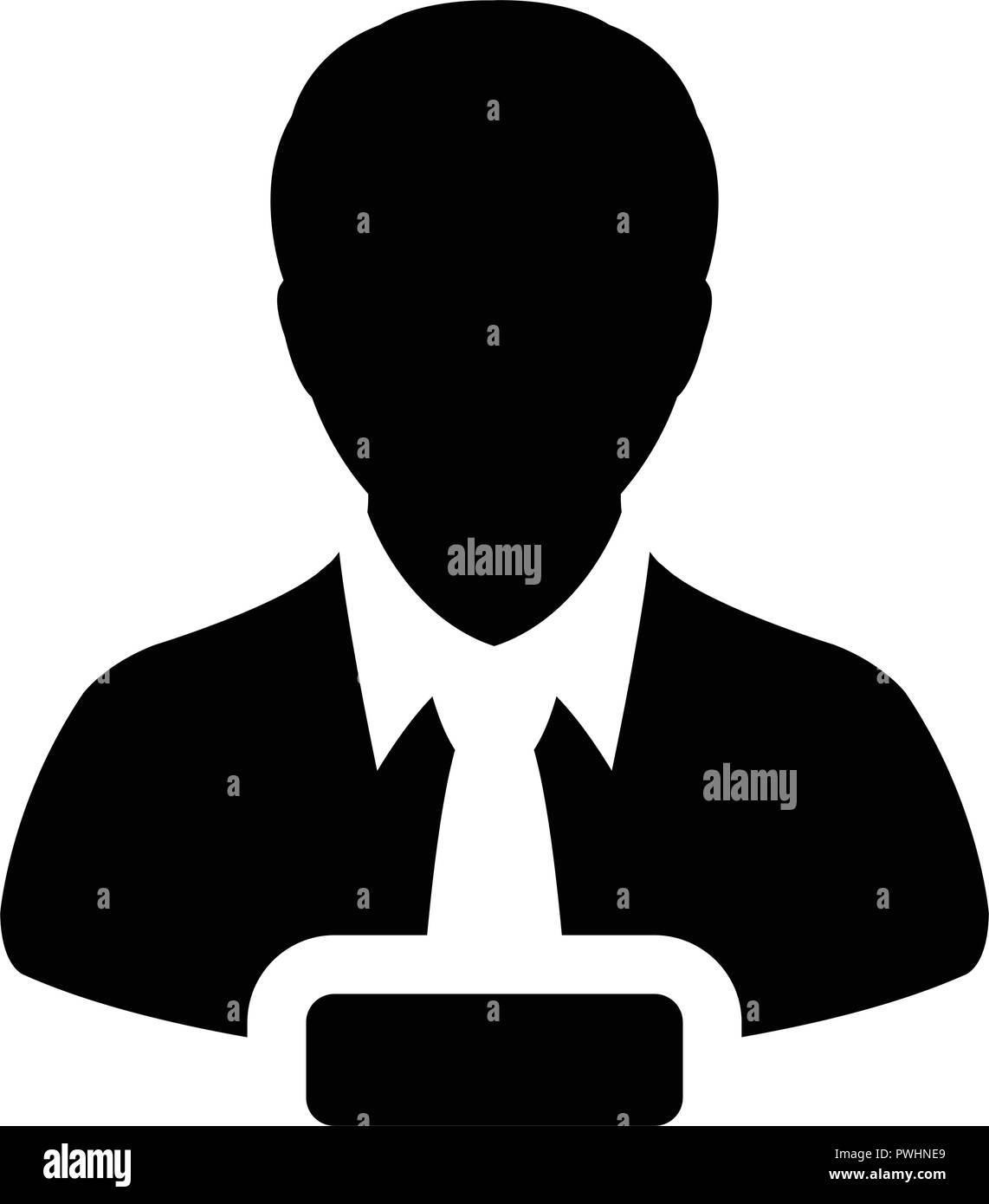 Maschio vettore icona Rimuovi utente profilo persona avatar con il simbolo meno in colore piatto pittogramma glyph illustrazione Illustrazione Vettoriale