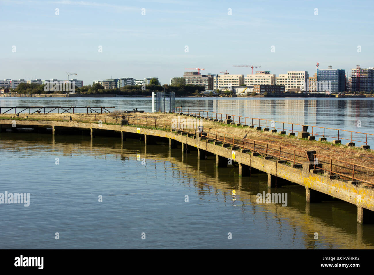 Thames Path Woolwich a Londra Foto Stock