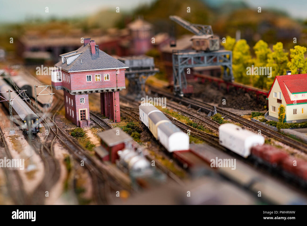 Replica scene polacco e ho scala modellino ferroviario costruito da Voytek Foik, British Columbia, Canada Foto Stock