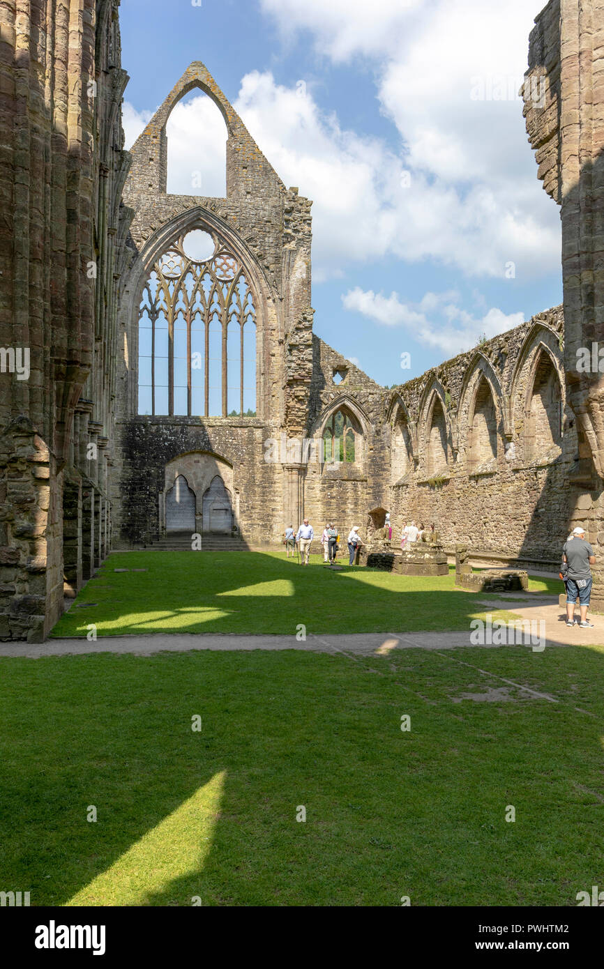 Tintern Abbey (gallese: Abaty Tyndyrn pronuncia (help·info)) è stata fondata da Walter de Clare, signore di Chepstow, il 9 maggio 1131. Foto Stock