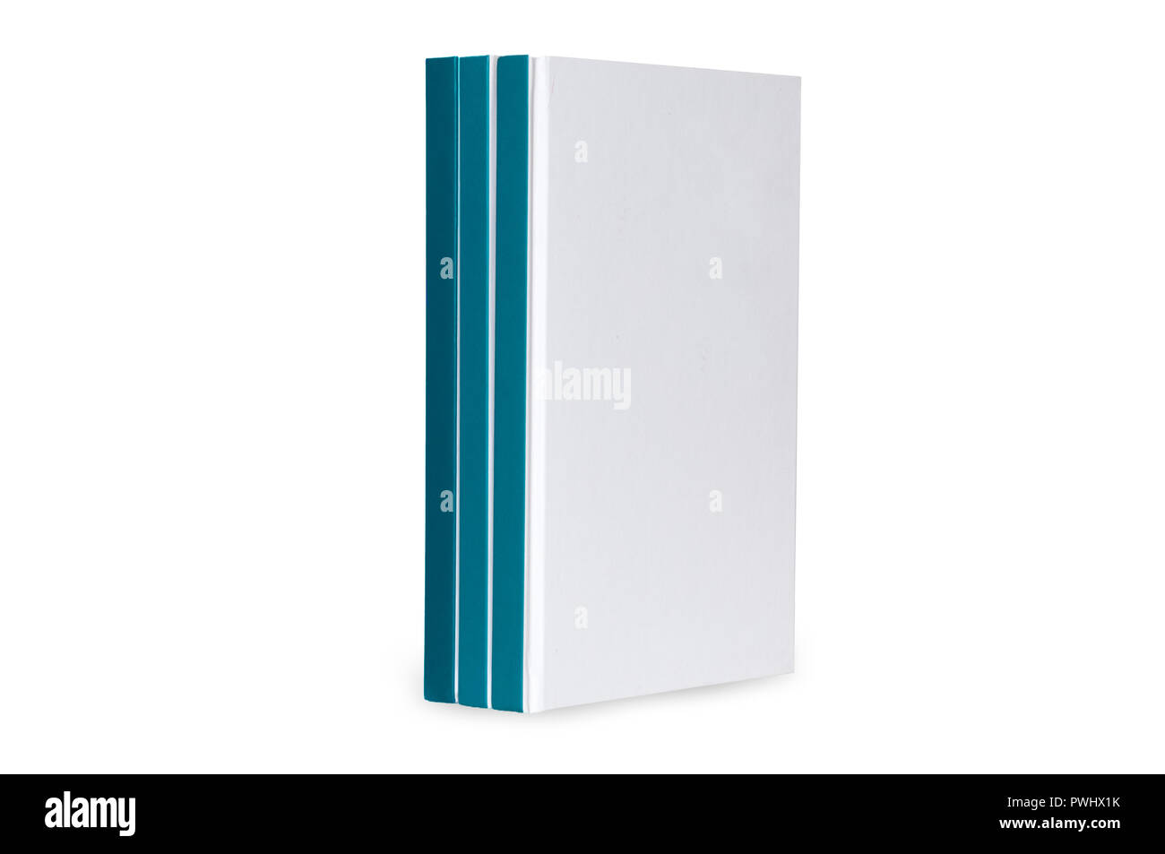 Serie di libri in bianco su sfondo bianco per mokup o coprire la personalizzazione Foto Stock