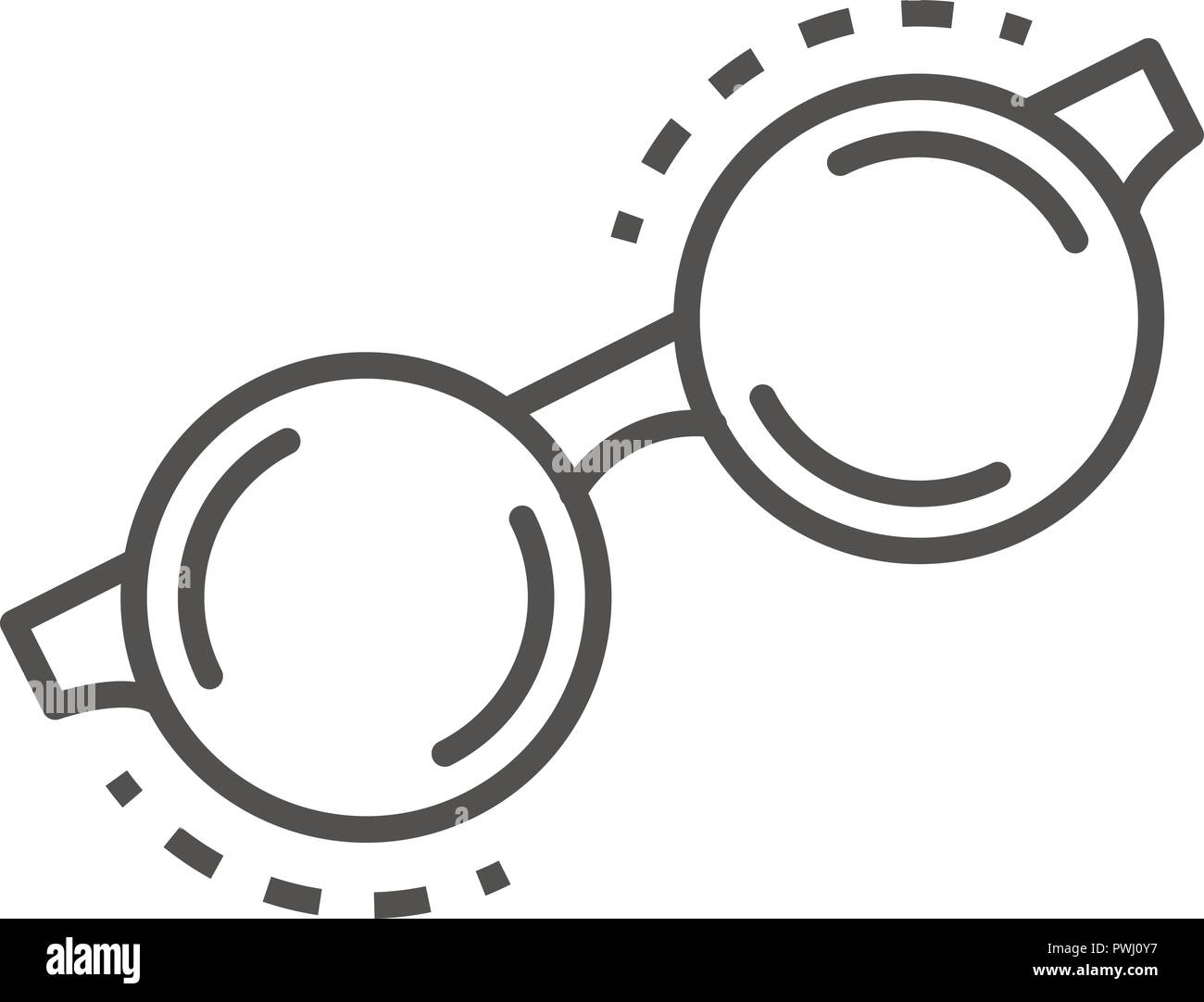 Round icona degli occhiali, stile contorno Illustrazione Vettoriale
