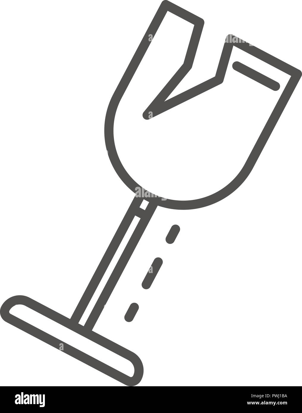 Il crack del vino icona di vetro, stile contorno Illustrazione Vettoriale