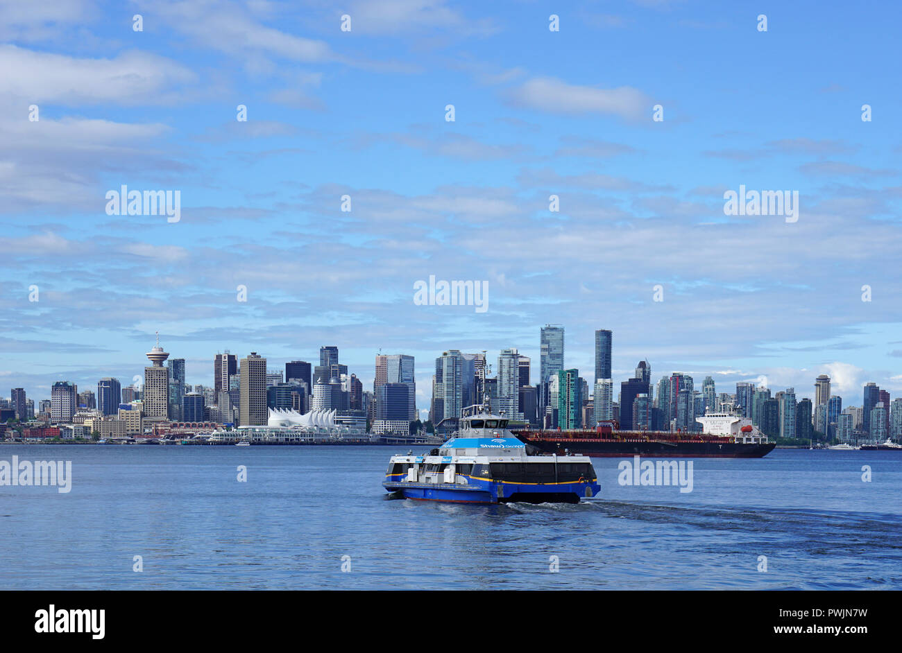 Seabus sulla strada per il centro di Vancouver dal North Shore, Vancouver, BC, Canada Foto Stock