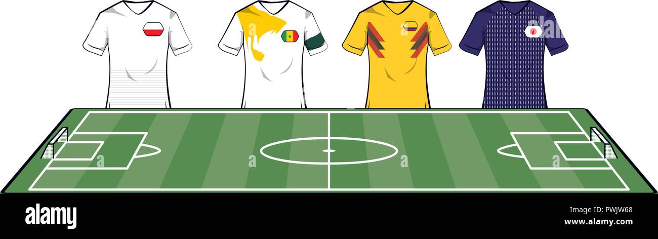 Squadre di calcio tshirt sul campo illustrazione vettoriale graphic design Illustrazione Vettoriale