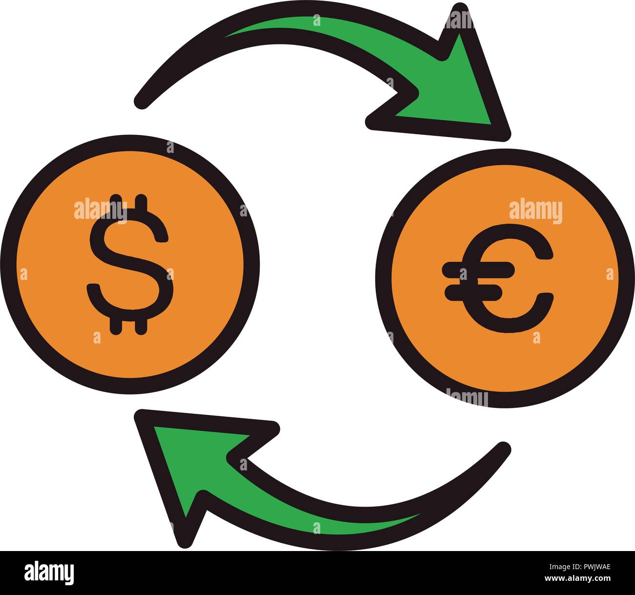 Dollaro ed Euro simbolo exchange illustrazione vettoriale graphic design Illustrazione Vettoriale