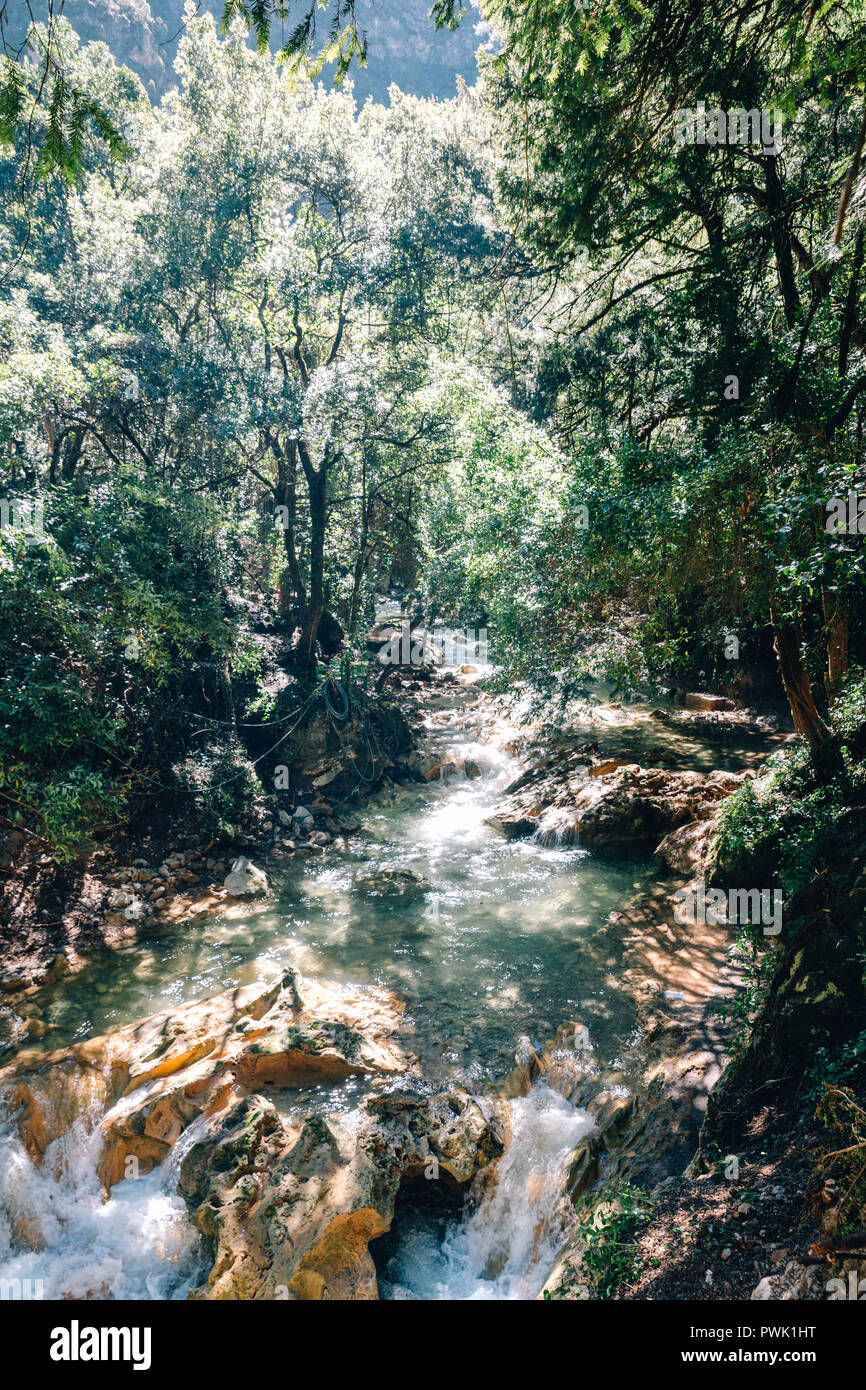 Cascate d'Akchour cascata, Chefchaouen, Marocco, 2018 Foto Stock