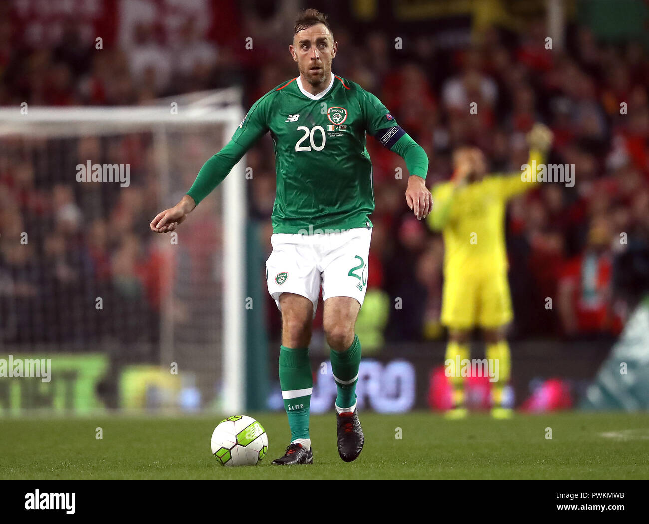 Repubblica di Irlanda è Richard Keogh in azione durante la UEFA Nazioni League, campionato B, gruppo 4 corrisponde all'Aviva Stadium di Dublino. Foto Stock