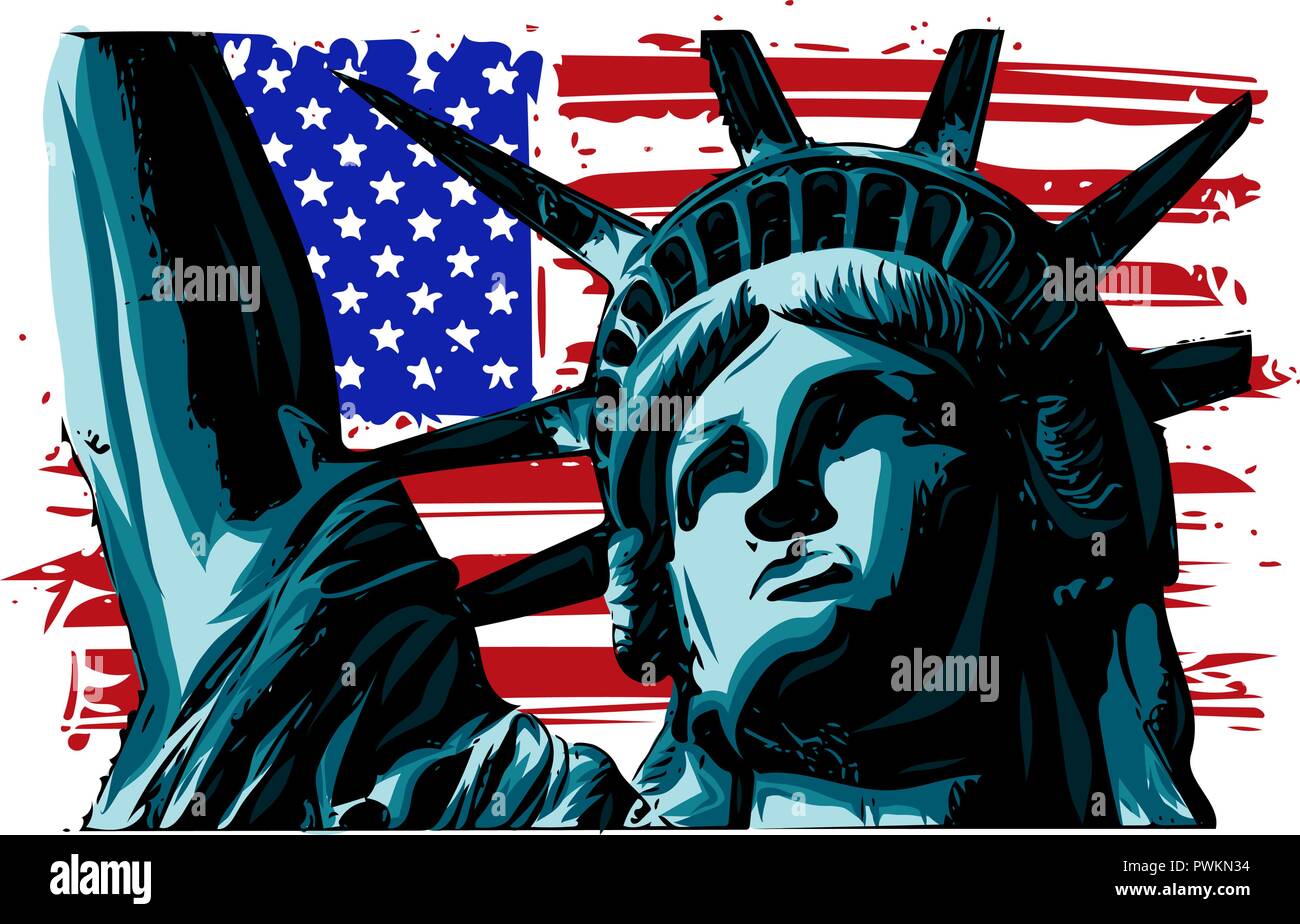 L'americano Liberty statua icona illustrazione vettoriale Illustrazione Vettoriale
